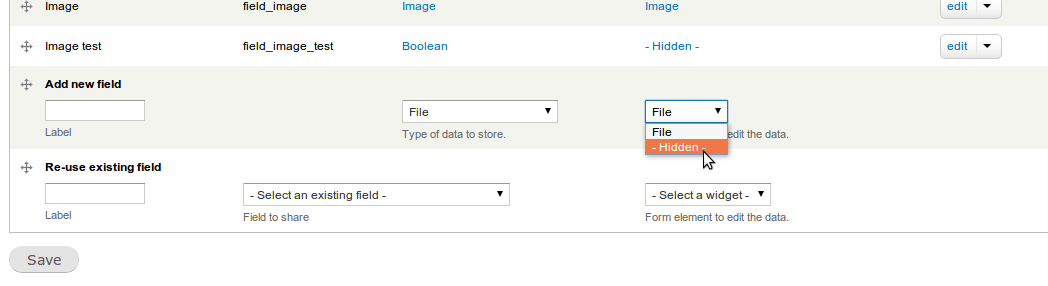 A new hidden widget in the field configuration